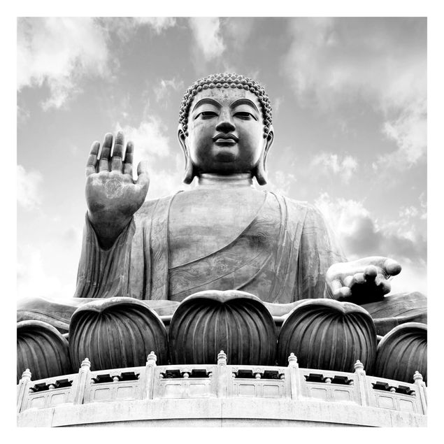 selbstklebende Tapete Großer Buddha Schwarz-Weiß