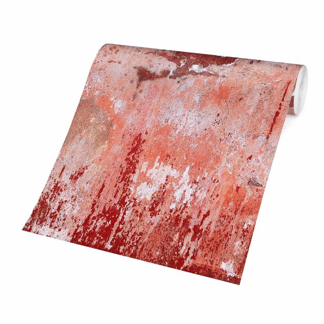 3D Tapete Grunge Betonwand Rot