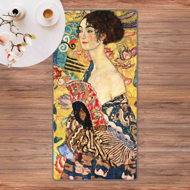Moderner Teppich Gustav Klimt - Dame mit Fächer