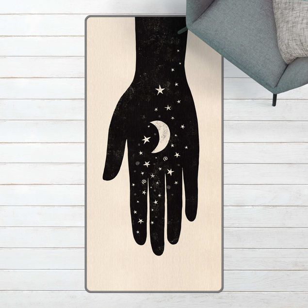 Teppich Mandala  Hand mit Mond
