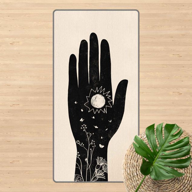 Mandala Teppich Hand mit Sonne