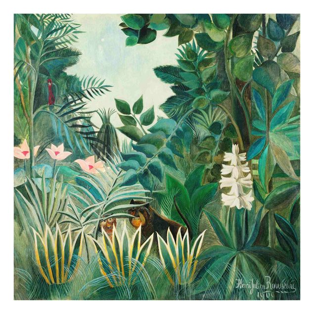 Glas Wandbilder Henri Rousseau - Dschungel am Äquator