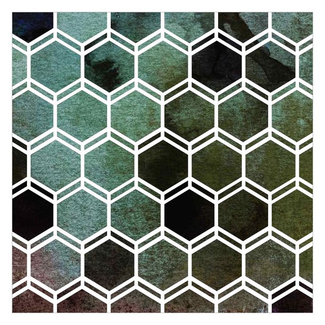 schöne Tapeten Hexagonträume Aquarell in Grün