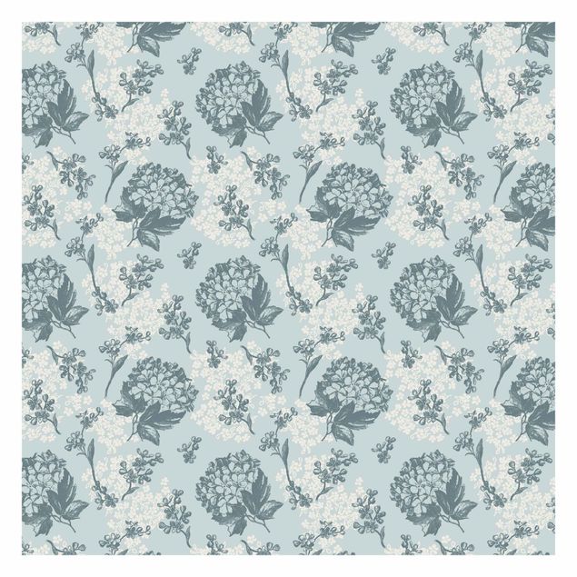 Fototapete - Hortensia pattern in blue