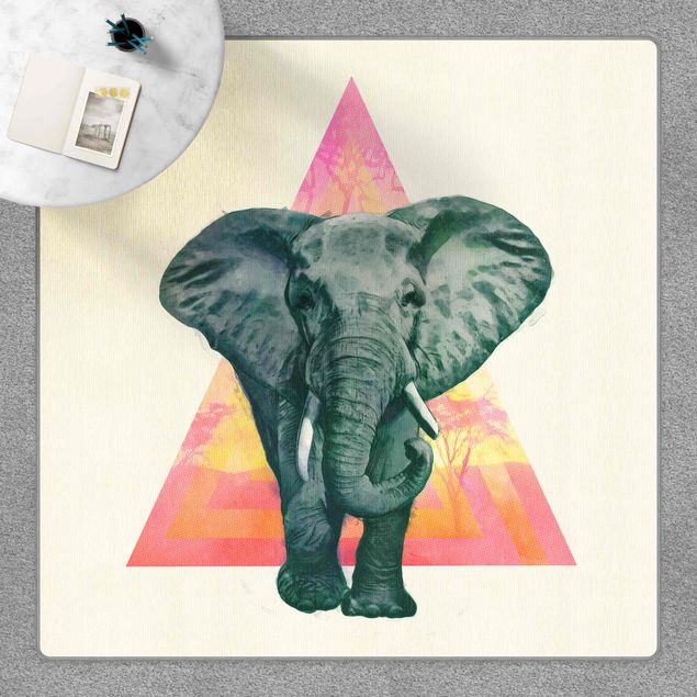 Große Teppiche Illustration Elefant vor Dreieck Malerei