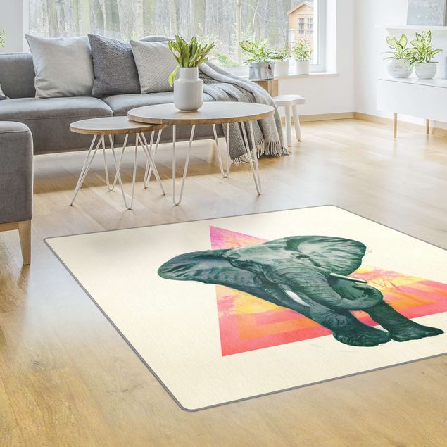 Moderne Teppiche Illustration Elefant vor Dreieck Malerei