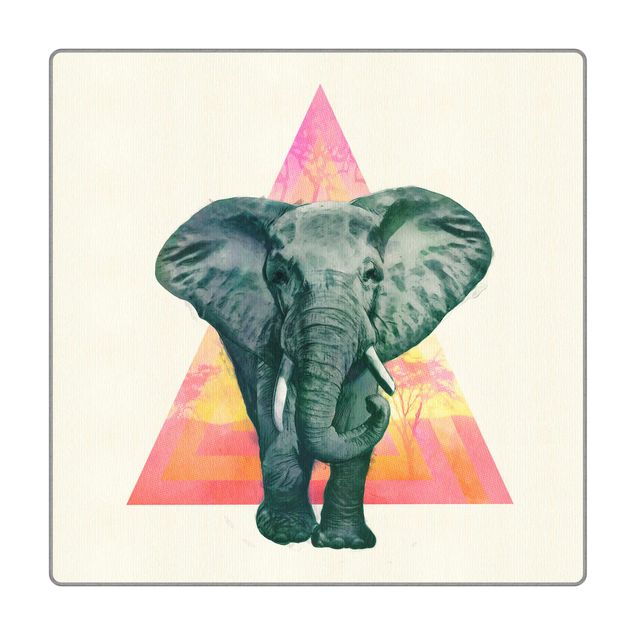 Teppich - Illustration Elefant vor Dreieck Malerei