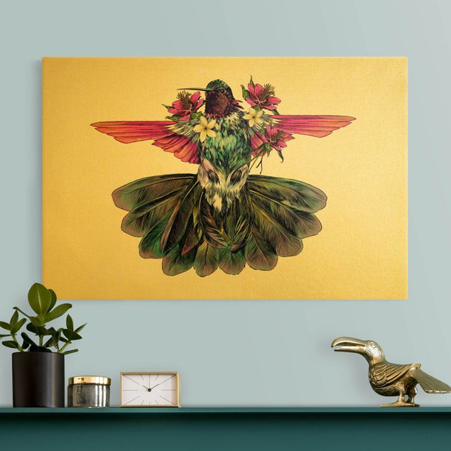 Leinwandbilder Illustration floraler Kolibri