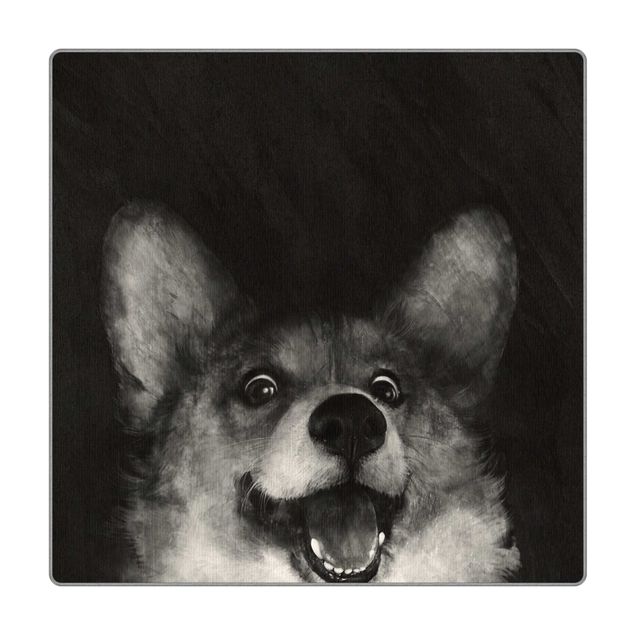 Laura Graves Art Illustration Hund Corgi Malerei Schwarz Weiß