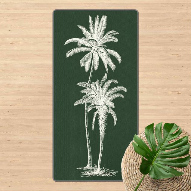 Teppich Blumen Illustration Palmen auf Grün