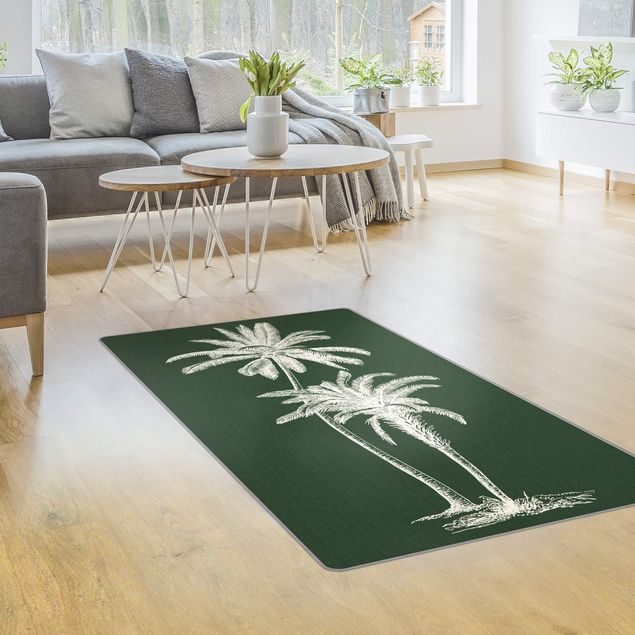 Moderne Teppiche Illustration Palmen auf Grün