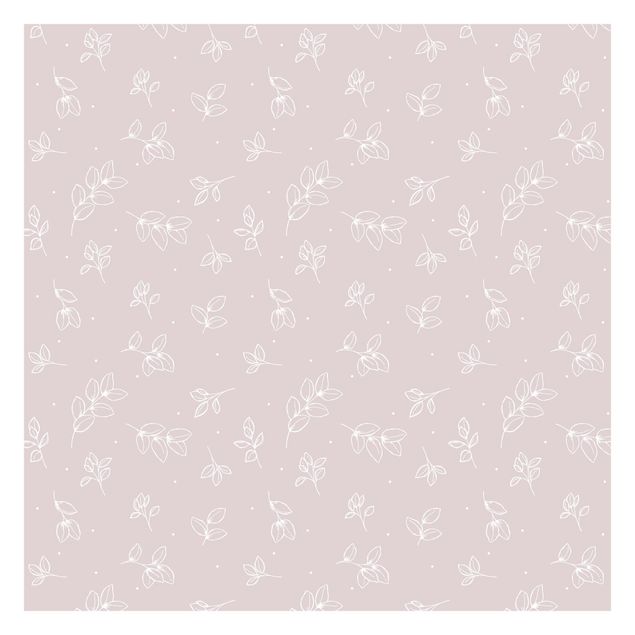Fototapete - Illustrierte Blätter Muster Pastell Rosa