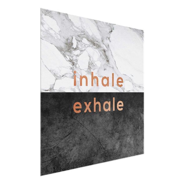 Glasbild - Inhale Exhale Kupfer und Marmor - Quadrat