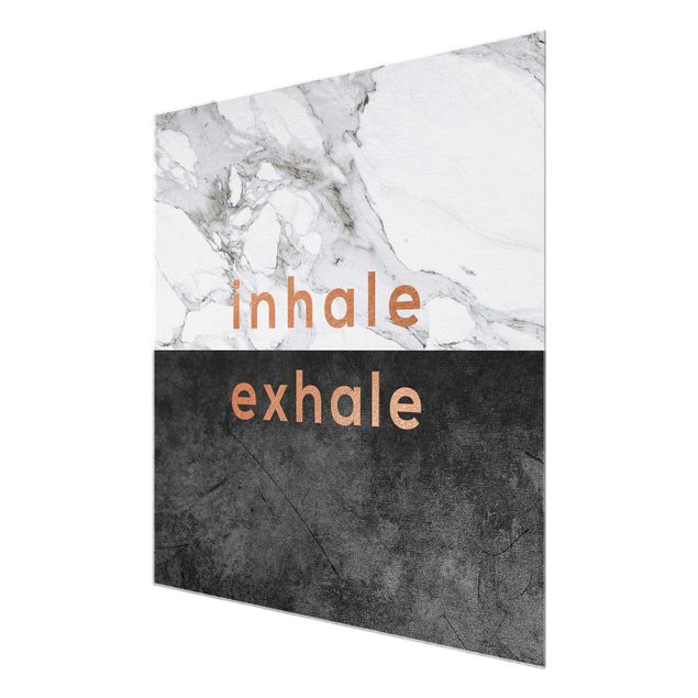 Glasbild - Inhale Exhale Kupfer und Marmor - Quadrat