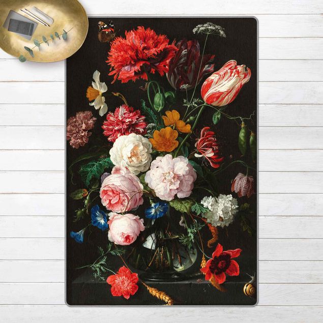 teppich mit blumenmuster Jan Davidsz de Heem - Stillleben mit Blumen in einer Glasvase