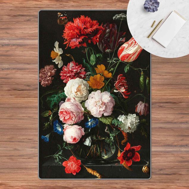 bunter Teppich Jan Davidsz de Heem - Stillleben mit Blumen in einer Glasvase