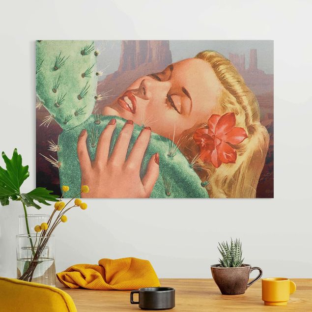 moderne Bilder auf Leinwand Kaktus-Liebe