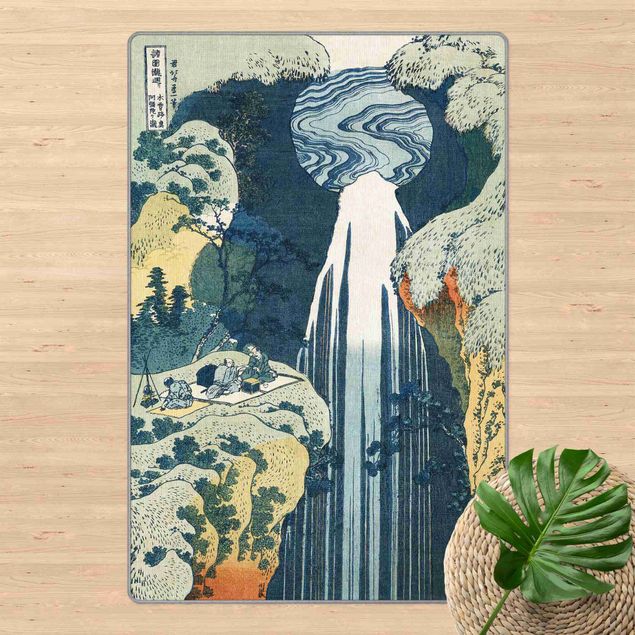Teppich blau Katsushika Hokusai - Der Wasserfall von Amida