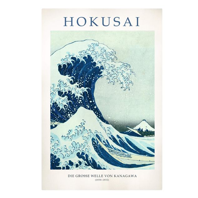 Leinwandbild - Katsushika Hokusai - Die grosse Welle von Kanagawa - Museumsedition - Hochformat 2:3