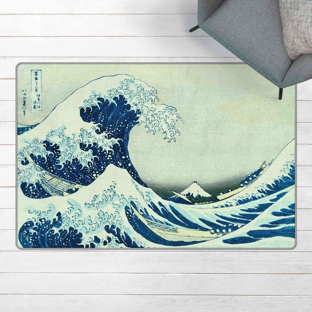 Blauer Teppich Katsushika Hokusai - Die grosse Welle von Kanagawa