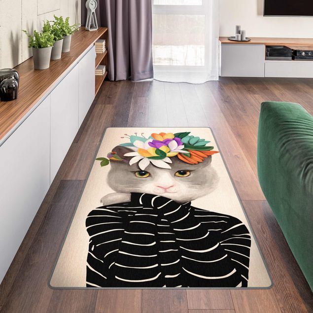 Teppich modern Katze in Rollkragenpullover