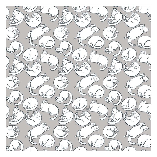 schöne Tapeten Katzen Muster in Grau