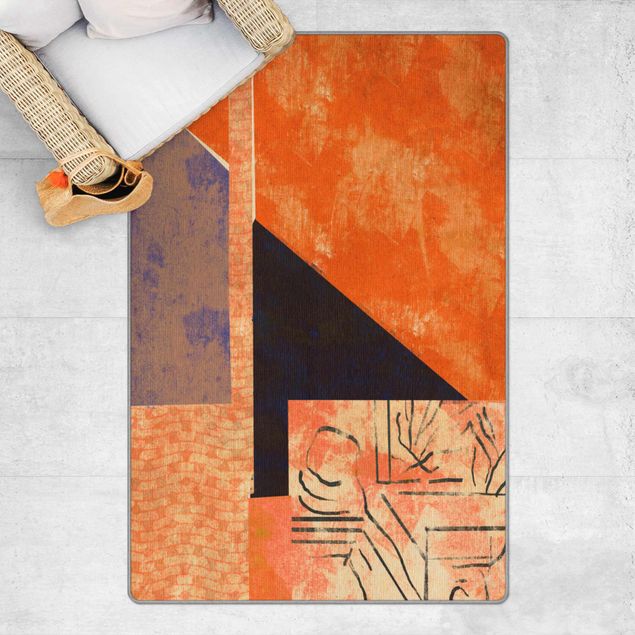 Teppich orange Kunstvolle Collage