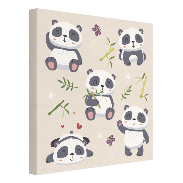 Leinwandbild Natur - Kuschelige Pandas - Quadrat 1:1