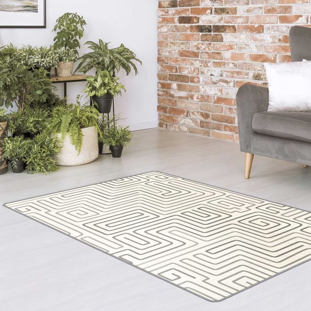 Moderne Teppiche Labyrinth Muster in Grau