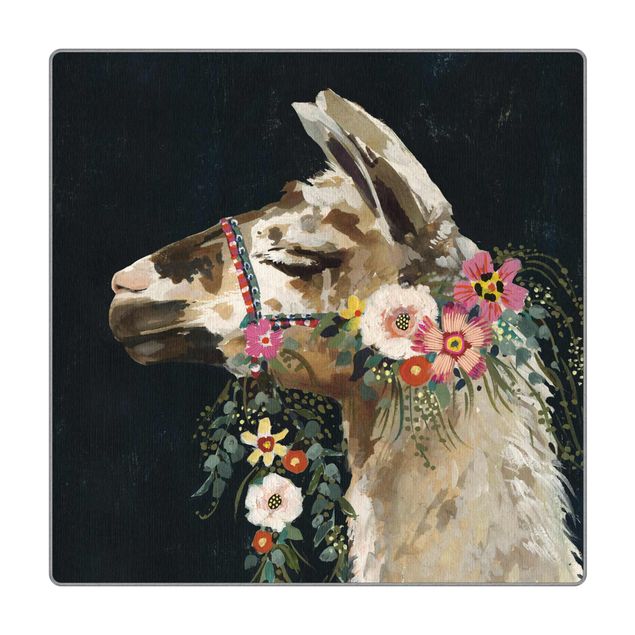 Teppich - Lama mit Blumenschmuck II