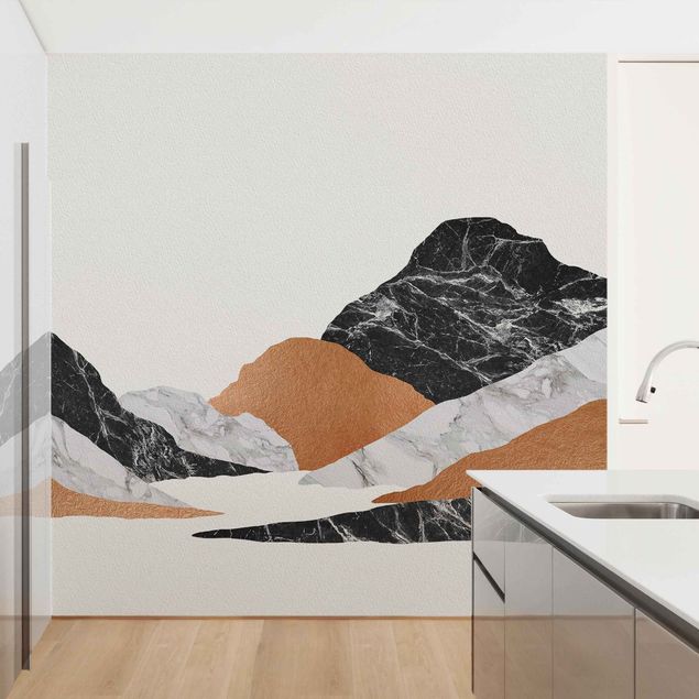 Design Tapeten Landschaft in Marmor und Kupfer II