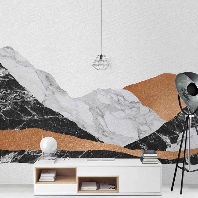 Design Tapeten Landschaft in Marmor und Kupfer