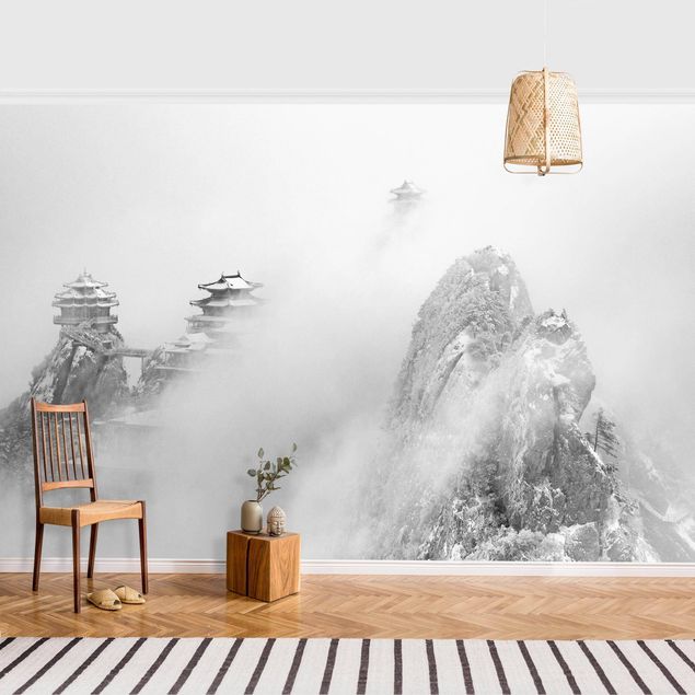 Design Tapeten Laojun Berge in China Schwarz-Weiß