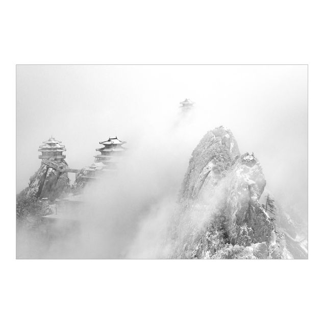 Tapete selbstklebend Laojun Berge in China Schwarz-Weiß