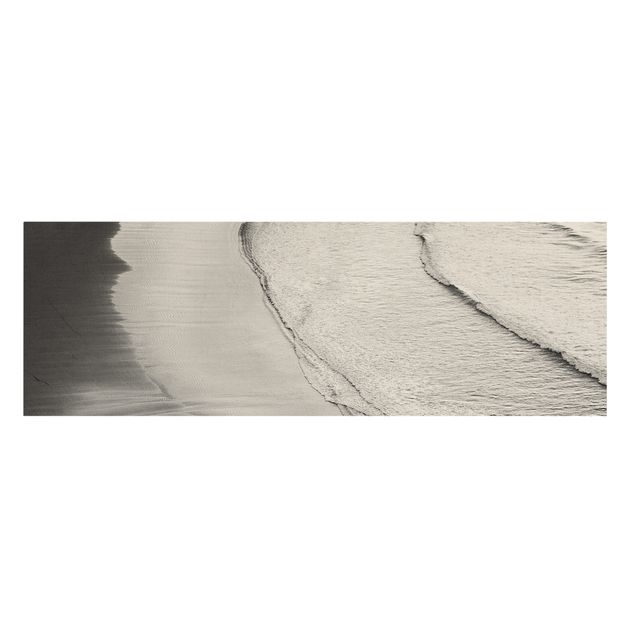 Leinwandbilder kaufen Leichter Wellengang am Strand Schwarz Weiß