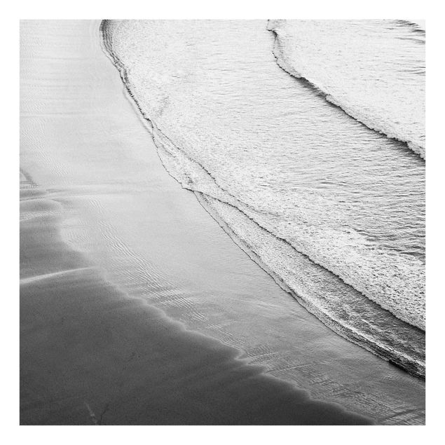 Bilder auf Glas Leichter Wellengang am Strand Schwarz Weiß
