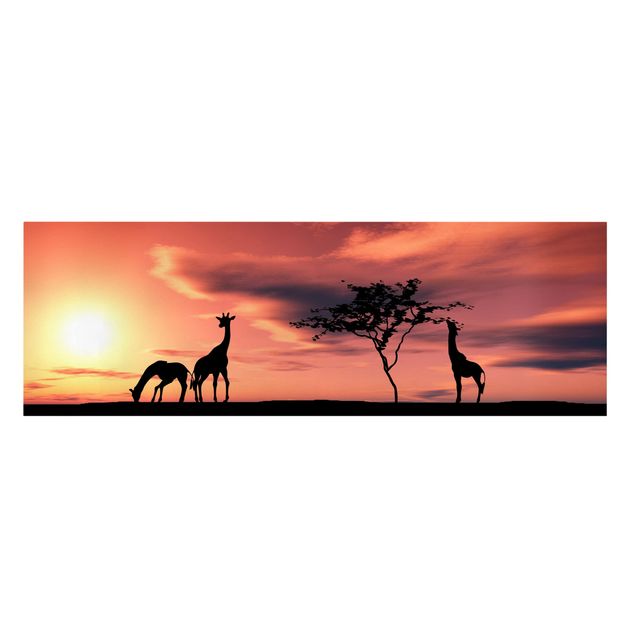 Afrika Leinwandbild African Life - Rot, Schwarz, Panorama Quer