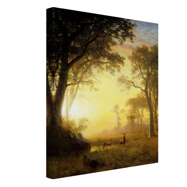 Leinwandbilder Tiere Albert Bierstadt - Sonnenbeschienene Lichtung