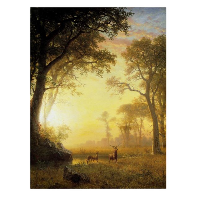 Wandbilder Albert Bierstadt - Sonnenbeschienene Lichtung