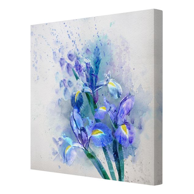 Aquarell-Blumen Schmaler Duschvorhang Iris Frische Farben 