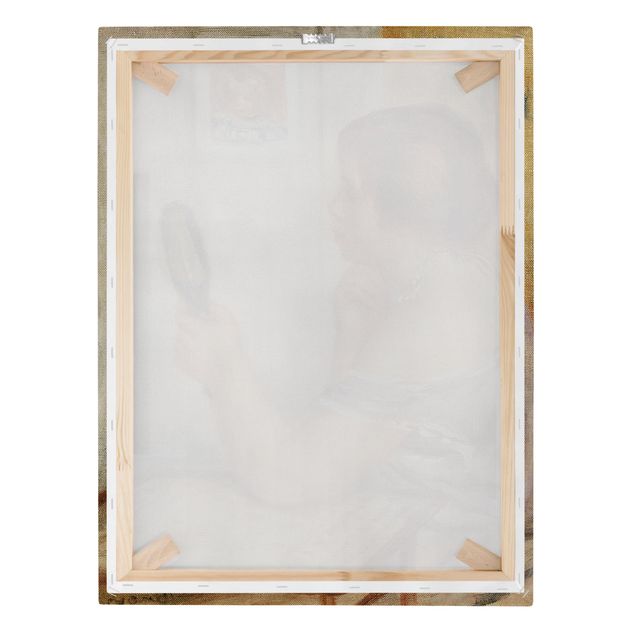 Leinwandbild - Auguste Renoir - Gabrielle einen Spiegel haltend oder Marie Dupuis einen Spiegel haltend mit einem Porträt von Coco - Hoch 3:4