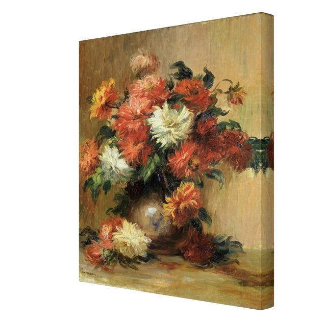 Leinwandbild - Auguste Renoir - Stilleben mit Dahlien - Hoch 3:4