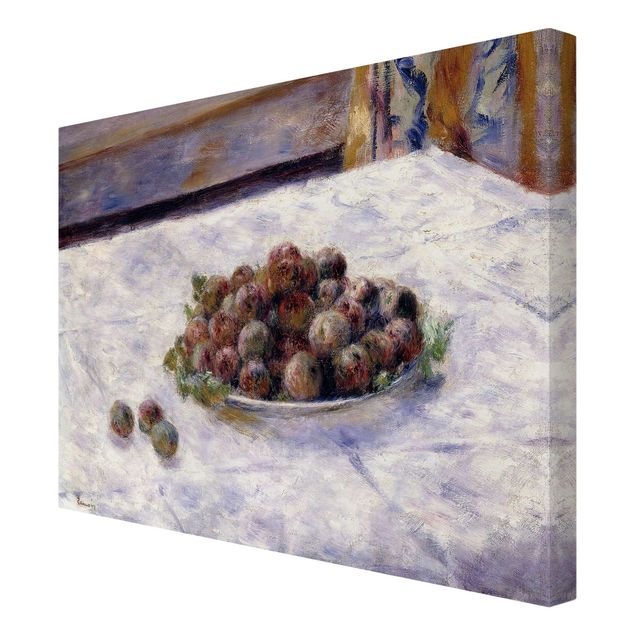 Leinwandbild - Auguste Renoir - Stillleben, ein Teller mit Pflaumen - Quer 4:3