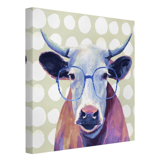 Leinwandbild - Bebrillte Tiere - Kuh - Quadrat 1:1
