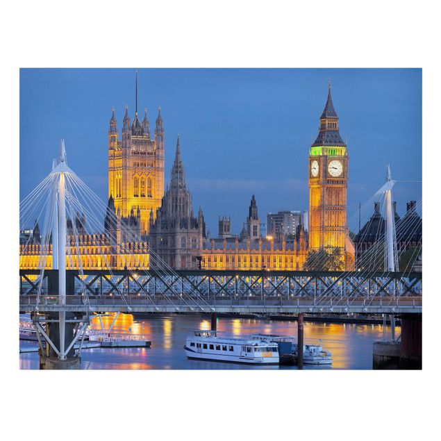 Leinwandbilder Big Ben und Westminster Palace in London bei Nacht