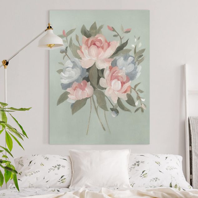 moderne Bilder auf Leinwand Bouquet in Pastell I