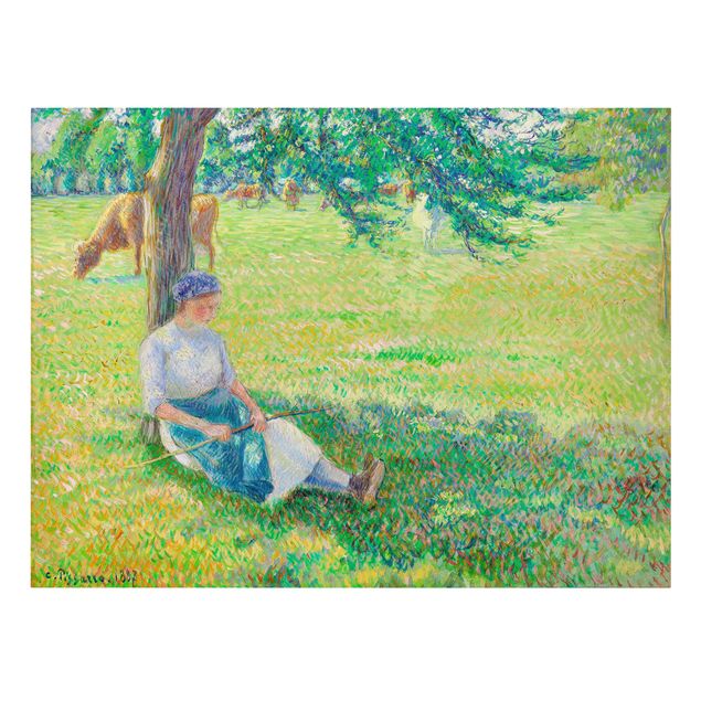 Leinwandbild - Camille Pissarro - Kuhhirtin, Eragny - Quer 4:3