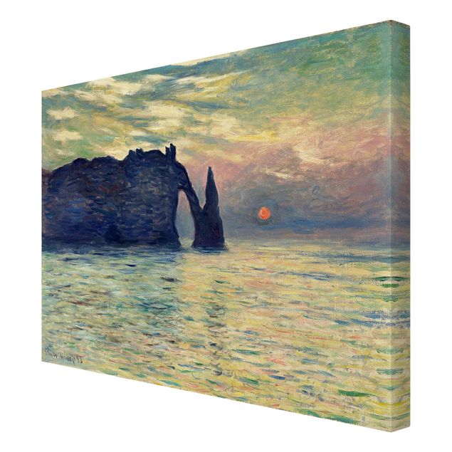 Leinwanddruck Claude Monet - Gemälde Felsen, Étretat, Sonnenuntergang - Kunstdruck Quer 4:3 - Impressionismus