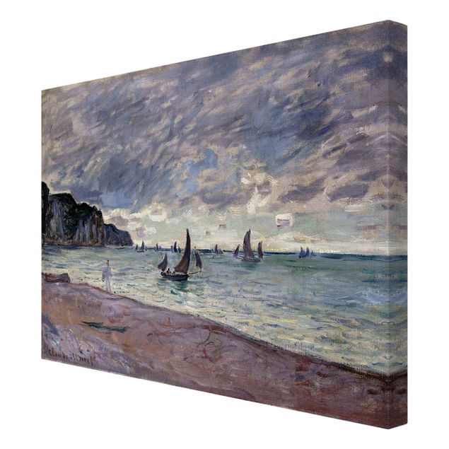 Leinwanddruck Claude Monet - Gemälde Fischerboote vor der Küste und den Felsen von Pourville - Kunstdruck Quer 4:3 - Impressionismus