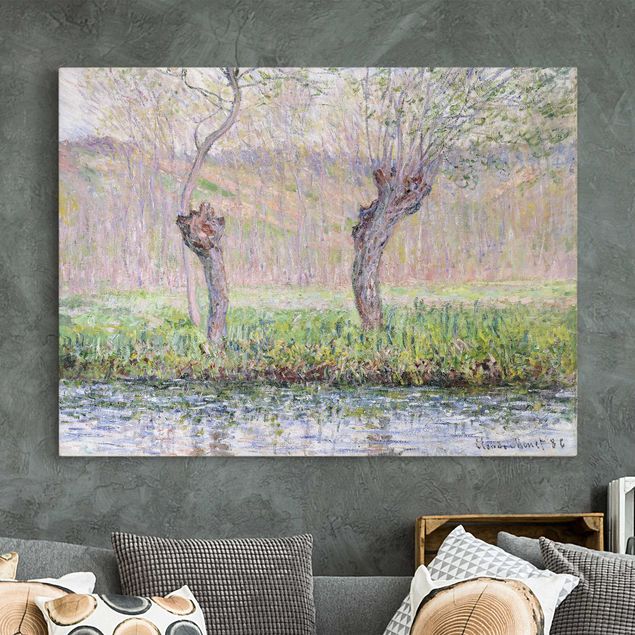 Leinwand Natur Claude Monet - Weidenbäume Frühling